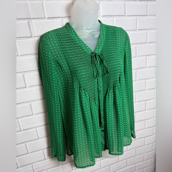 MICHAEL Michael Kors Green Long Sleeve Tie Front Blouse/size PS - Picture 6 of 10